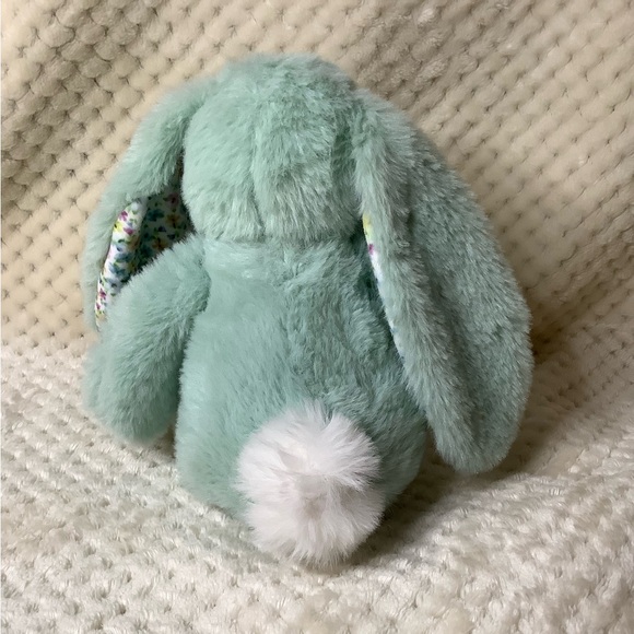 Green and Pink Floral-Eared Stuffed Bunny - Picture 4 of 7
